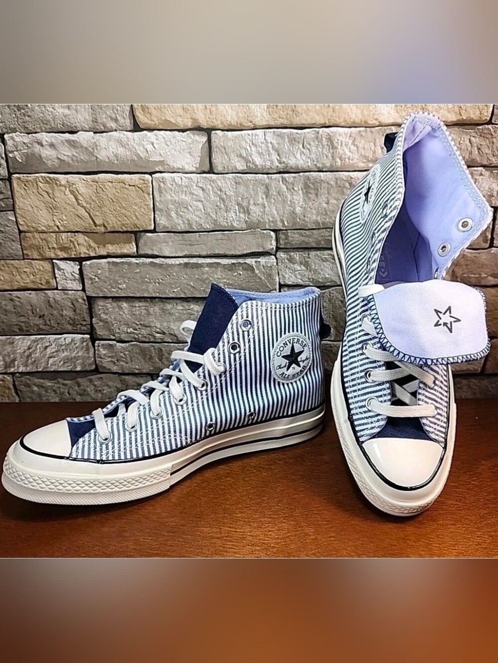 NEW Converse Chuck Taylor 70 High Top Washed Hickory Stripes Indigo Blue UNISEX